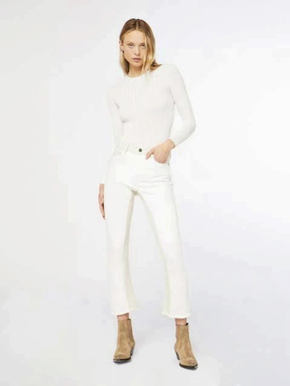FRAME Le Crop Mini Boot White Crop Jeans Waist 27